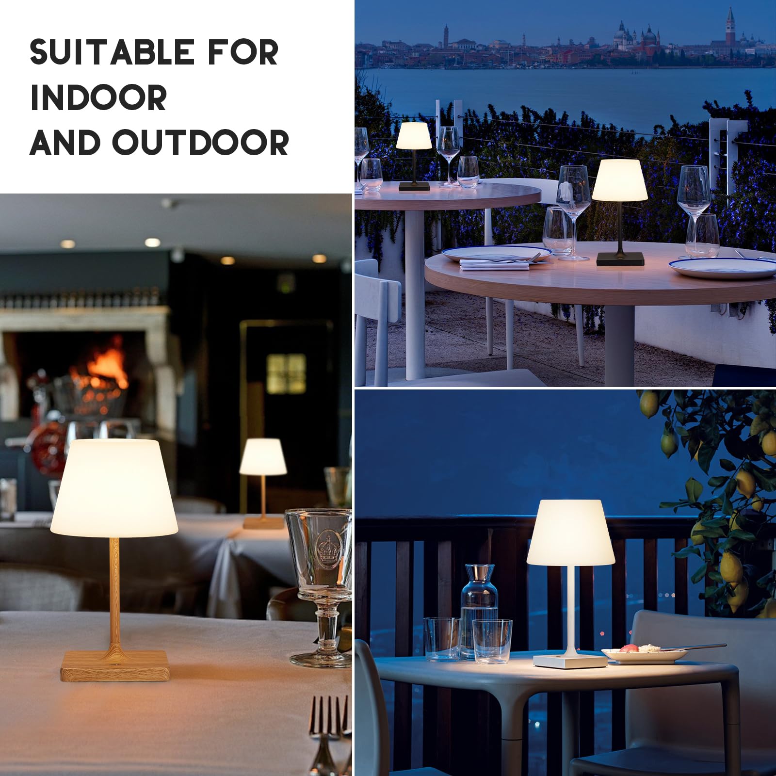 Cordless Waterproof Rechargeable Lamp for Restaurants and Outdoor Use