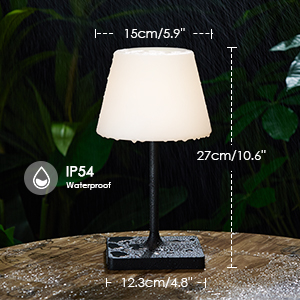 Cordless Waterproof Rechargeable Lamp for Restaurants and Outdoor Use