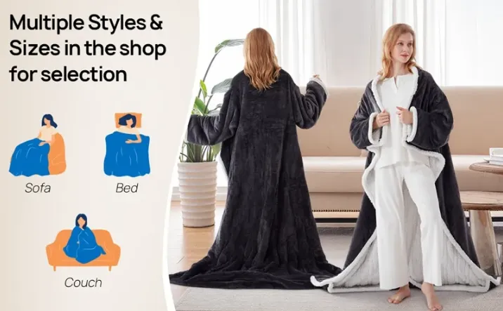 {Wearable electric blankets with sleeves}