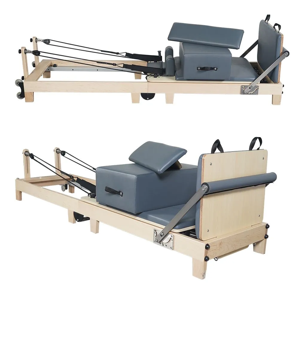 Foldable Pilates Exercise Machine with Wooden Legs