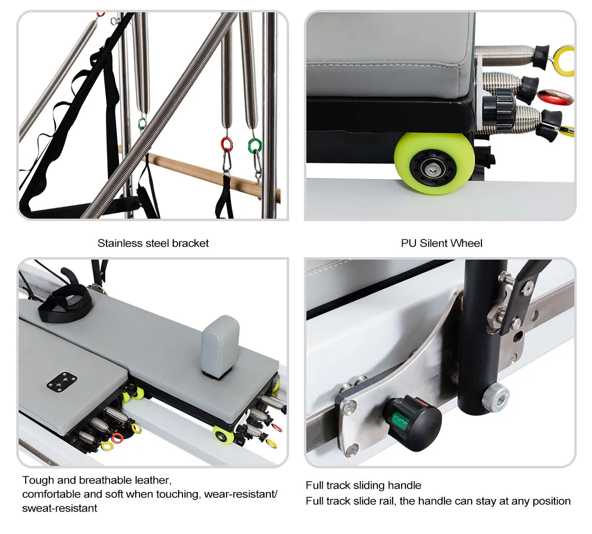 Multifunction Full Track Aluminum Alloy Pilates Reformer Core Training Bed with Tower