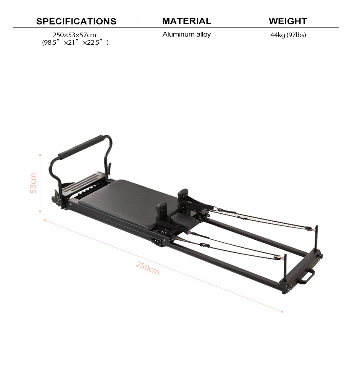 Pull-Out Portable Aluminum Pilates Reformer