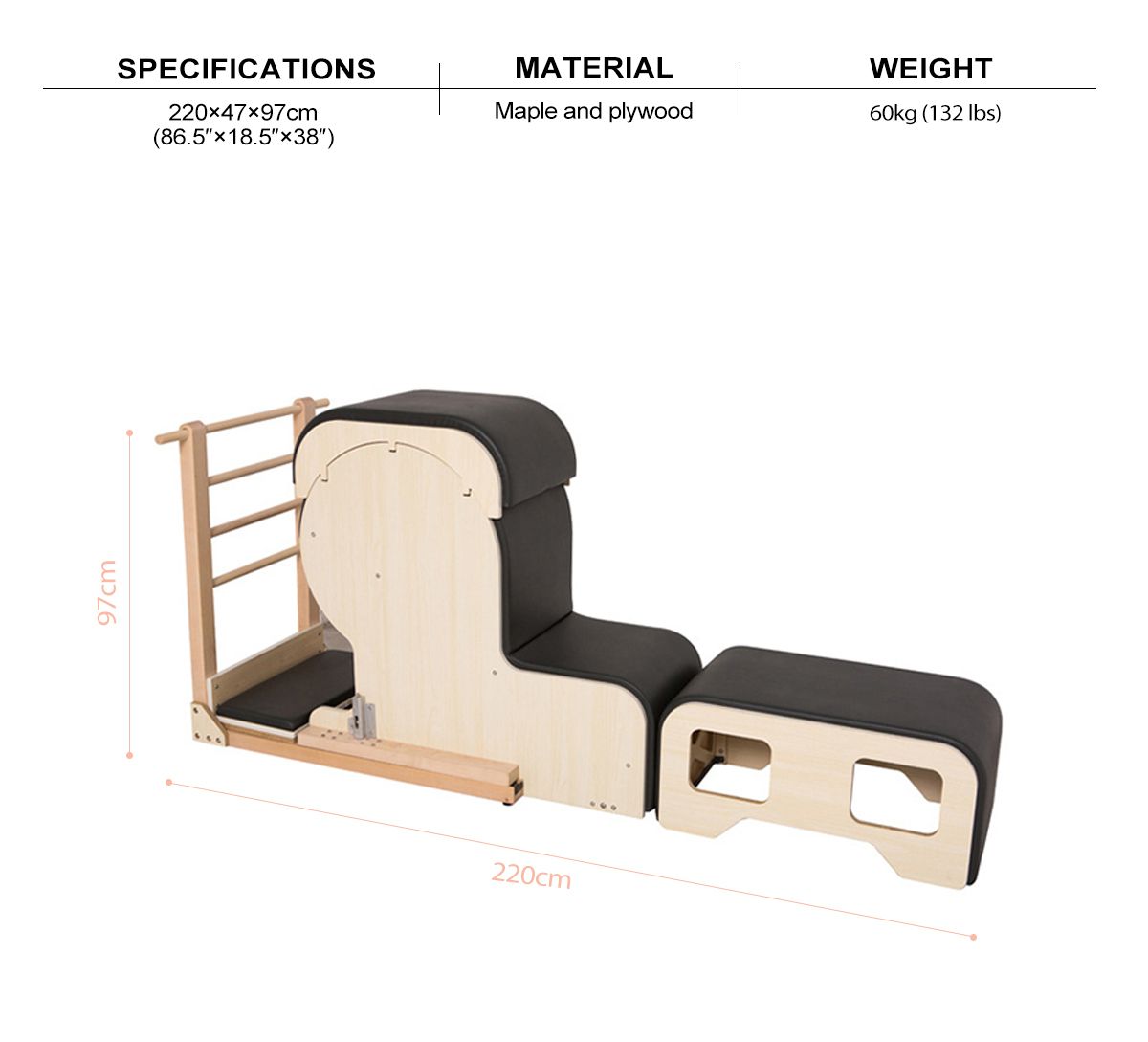 Maple Pilates Arm Chair Barrel Set