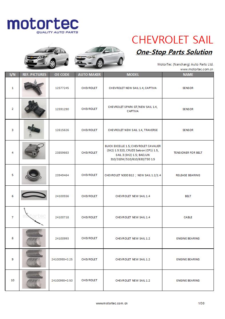 One-Stop Chevrolet Sail Professional Aftermarket Auto Parts Supplier Globally – MOTEC