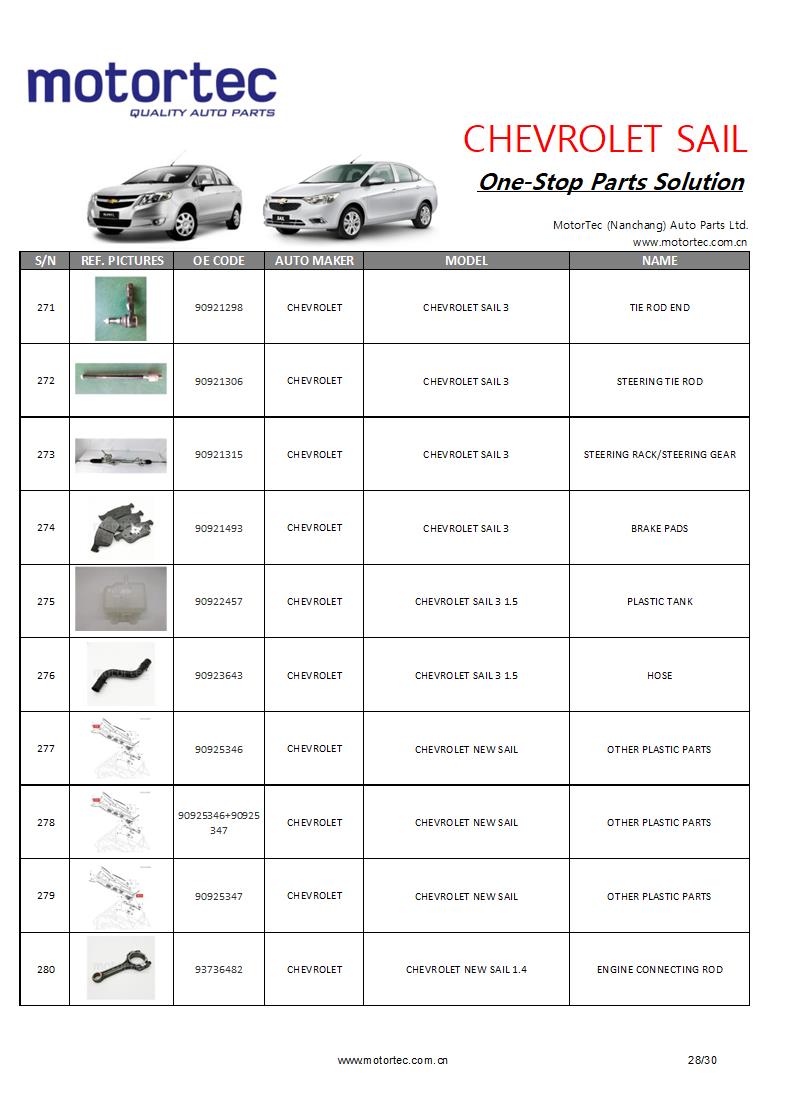 One-Stop Chevrolet Sail Professional Aftermarket Auto Parts Supplier Globally – MOTEC