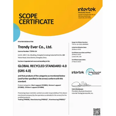 GRS Certificate-Trendy Ever Co., Ltd.