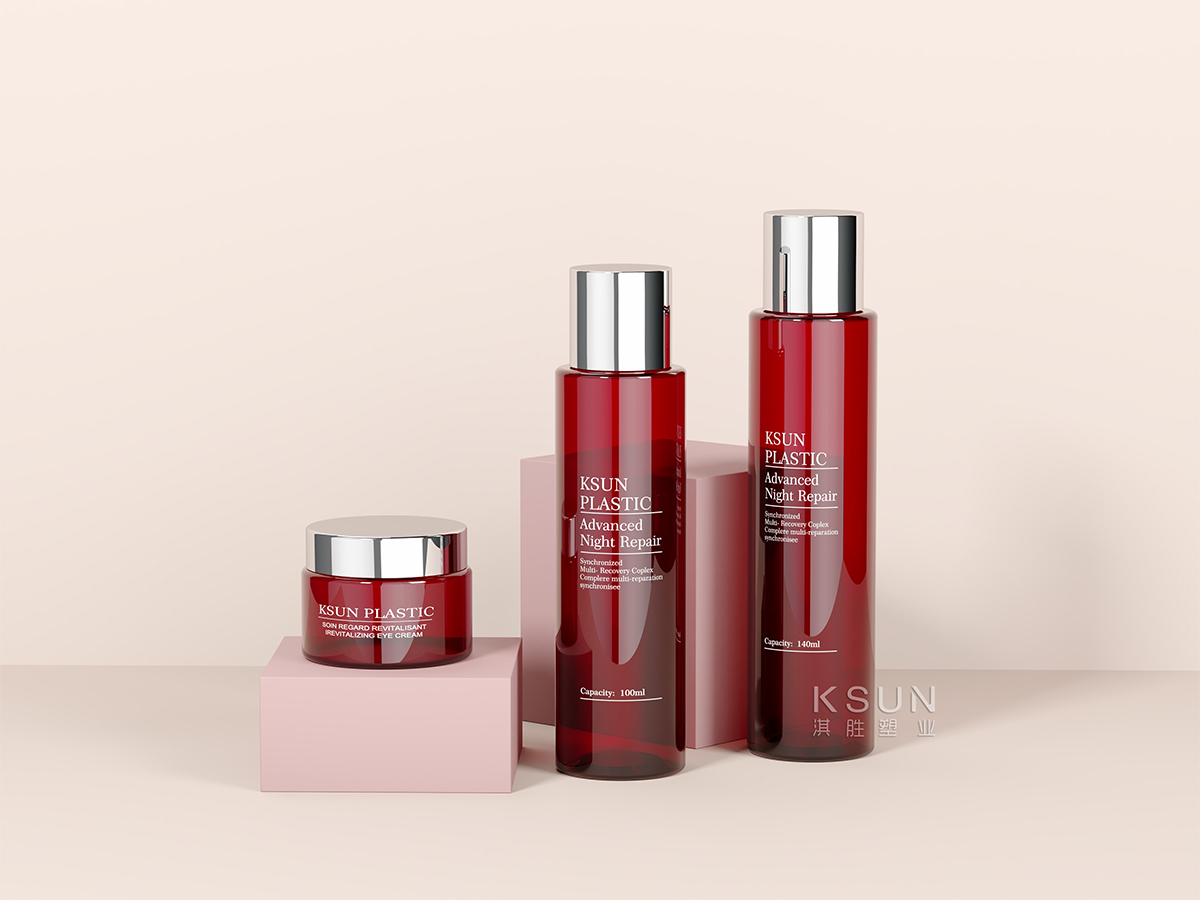 New Design Red PET Cosmetic Bottle Set