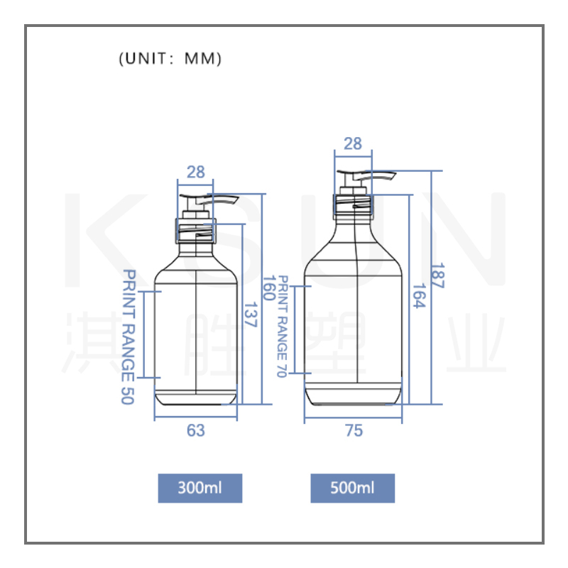 300ml 500ml Body Lotion Container With Pump