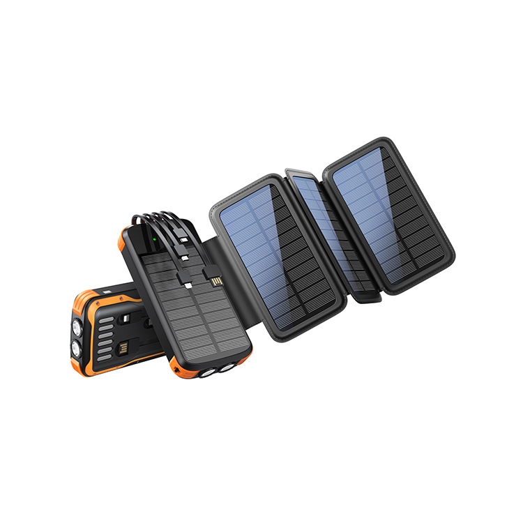 Solar Power Bank Stackable Multi Panel Solar Power Bank 18000mAh with Cable.