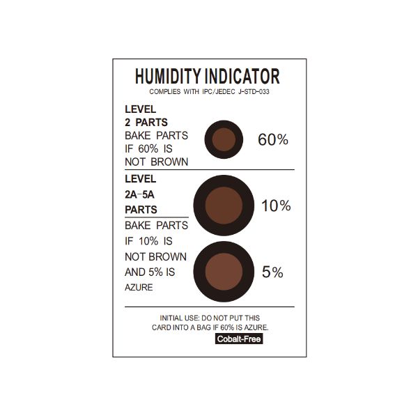 5-10-60% Cobalt Free Humidity Indicator Cards (HICs)