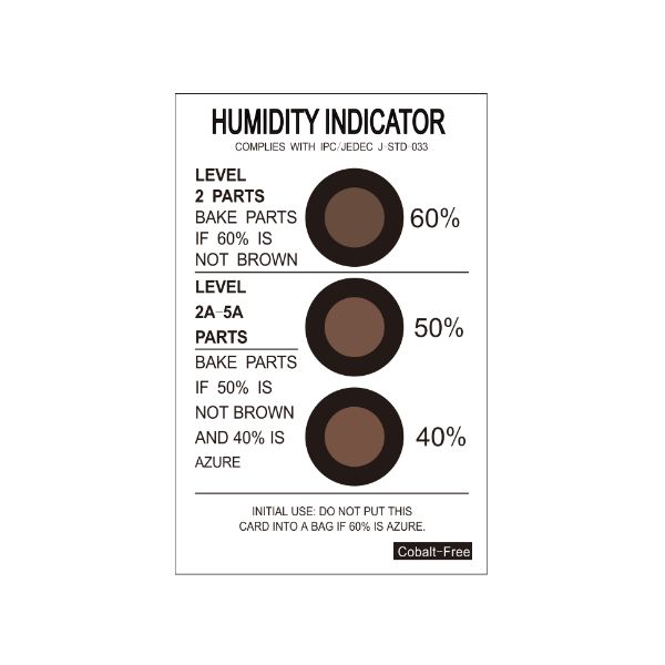 40-50-60% Cobalt Free Humidity Indicator Cards (HICs)