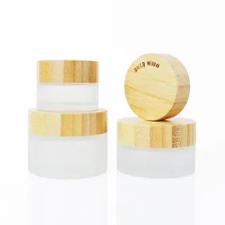 30ml Frosted Glass Jar With Bamboo Lid