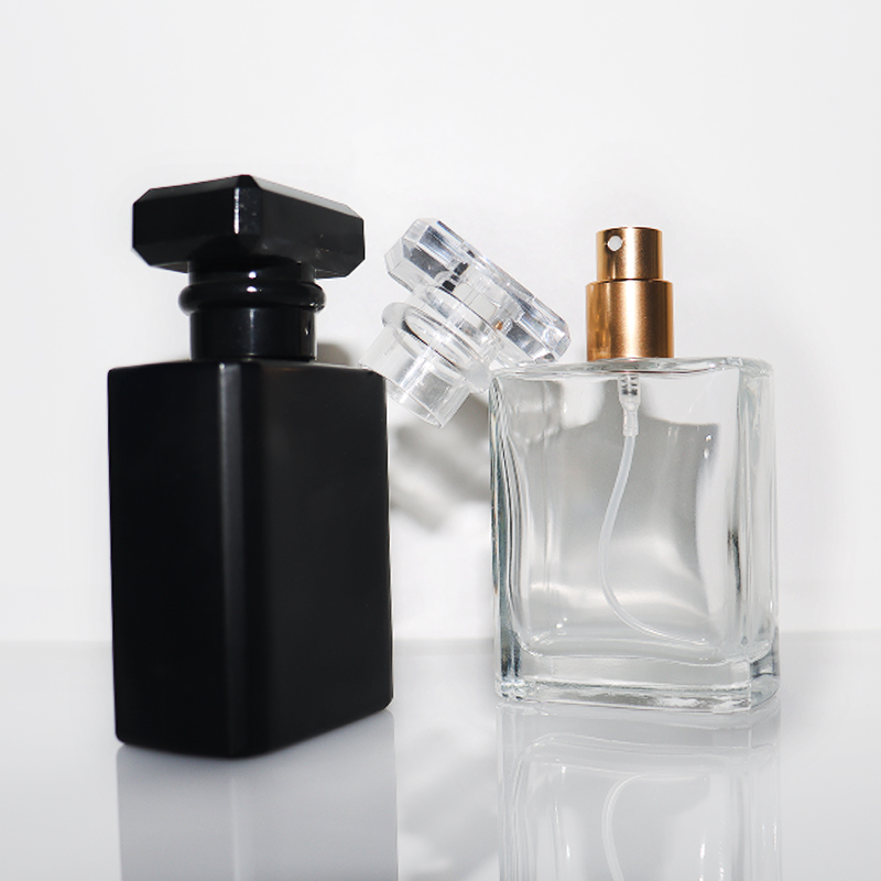 Black Frosted 30ml Square Glass Perfume Bottle