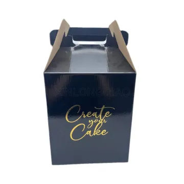 Black Corrugated Handle Tall Cake Box