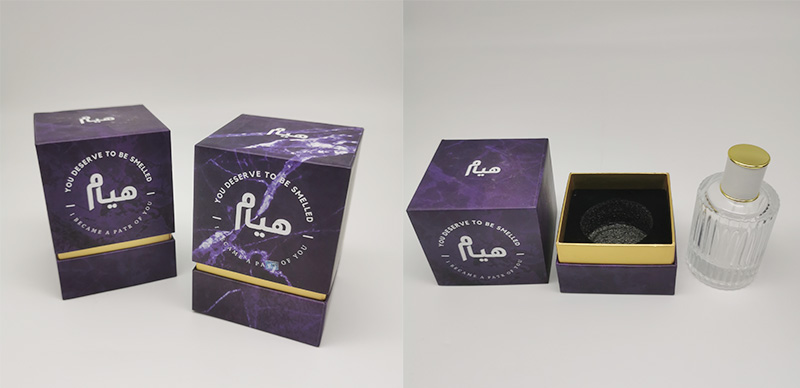 Customized Rigid Paper Perfume Packaging Box With Flocked Foam Insert