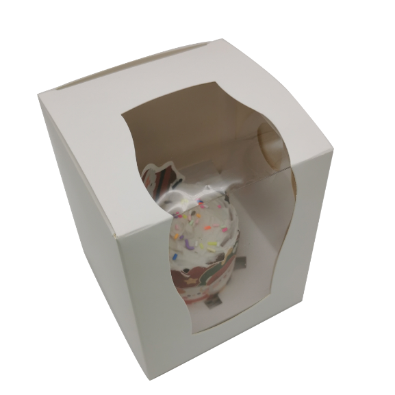 White Cupcake Box With Insert And Window