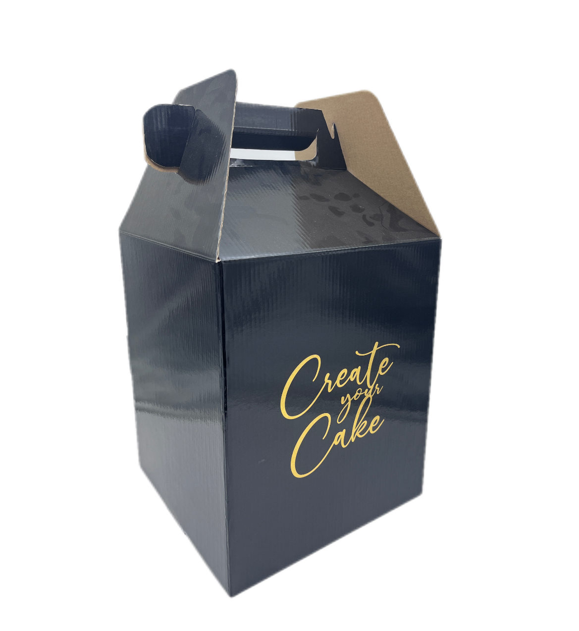 Black Corrugated Handle Tall Cake Box