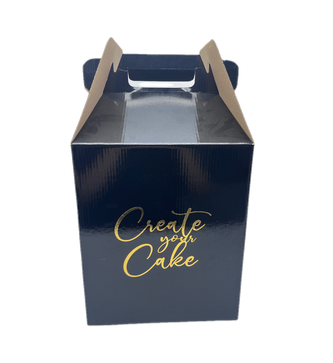 Black Corrugated Handle Tall Cake Box