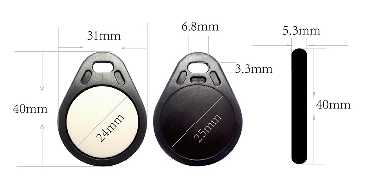 Access Control 13.56Mhz Mifare 1K Rewritable Keyfob RFID Tags