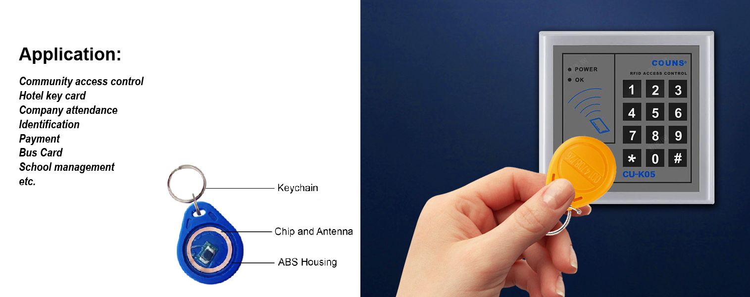 Access Control 13.56Mhz Mifare 1K Rewritable Keyfob RFID Tags