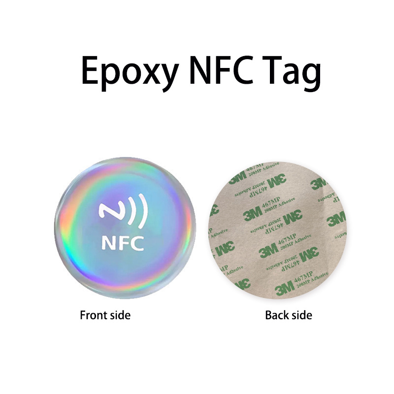 NTAG213 Dia30mm Epoxy NFC Sticker Coin On Smart Phone