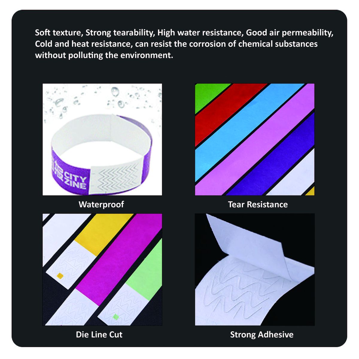 Custom Disposable RFID Tyvek Paper Wristband