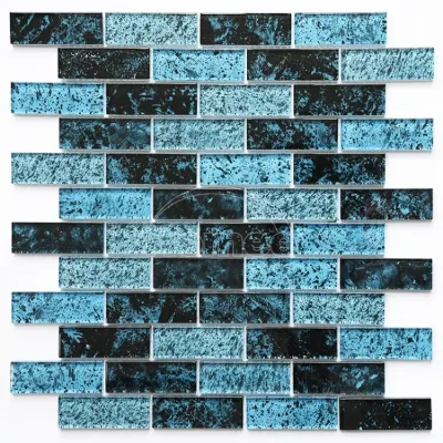 Iridescent Glass Mosaic Tile Black Backsplash