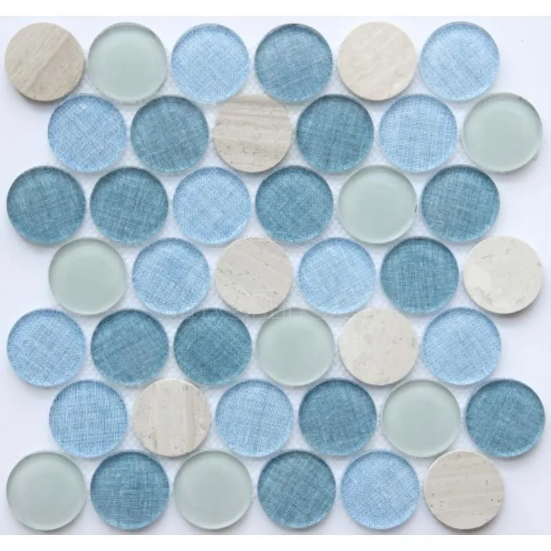 penny round mosaic tile,inkjet tile,glass mosaic tile