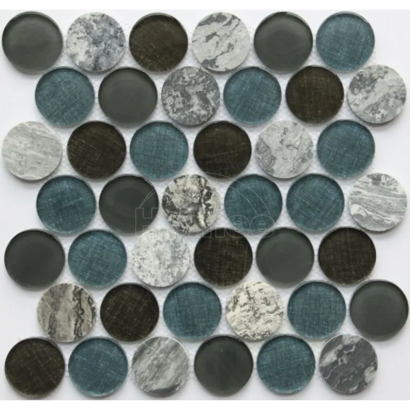 penny round mosaic tile,inkjet tile,glass mosaic tile