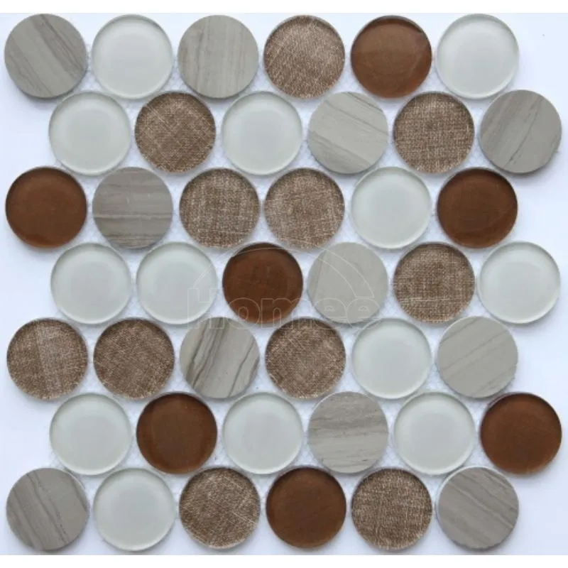 penny round mosaic tile,inkjet tile,glass mosaic tile