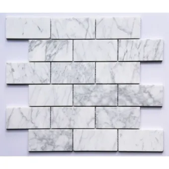 Italian Carrara White Marble Polished Mosaic Tile