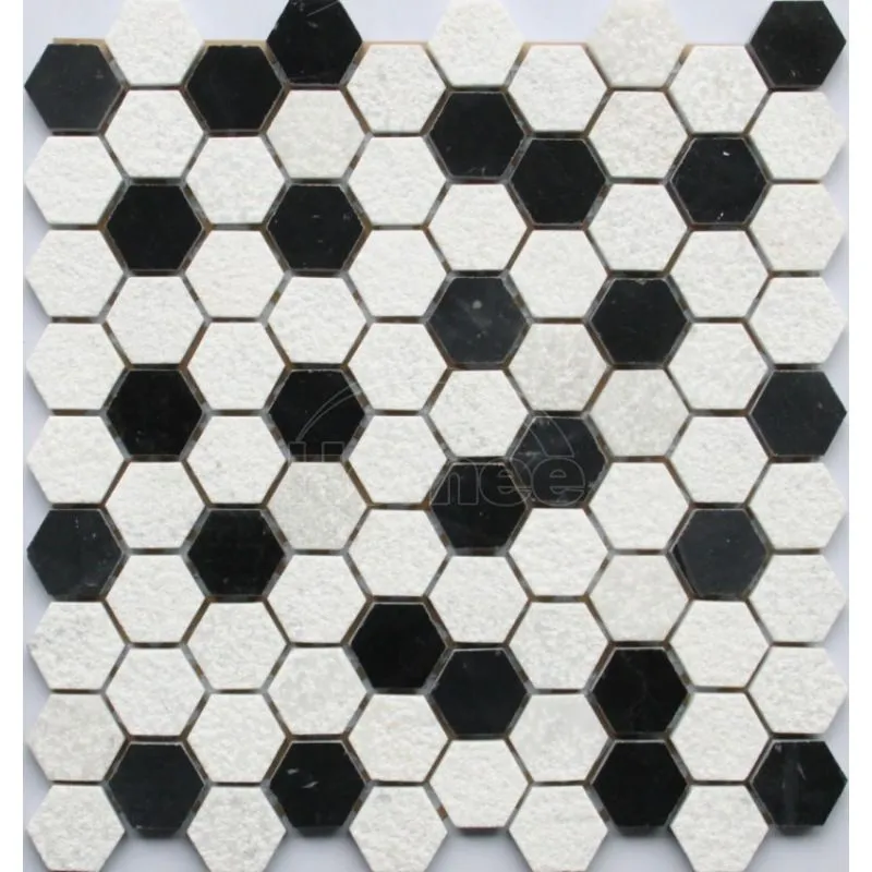 black and white mosaic tile,hexagonal mosaic tile,stone mosaic tile