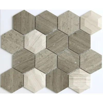 Brown Color Hexagon Mosaic Stone Tile