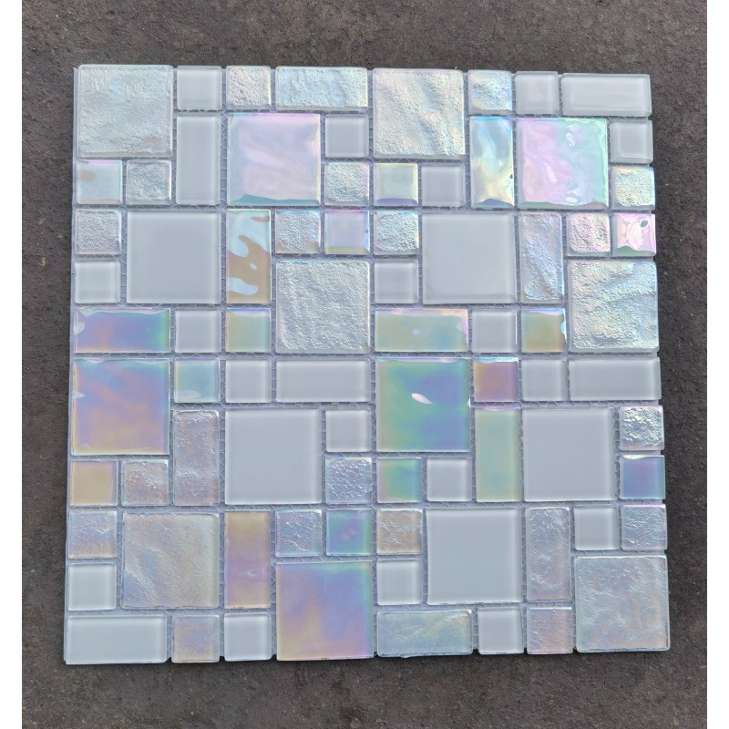 White Iridescent Swimming Pool Glass Mosaic Tile