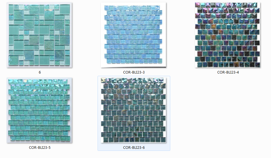 Square glass mosaic for swimming pool