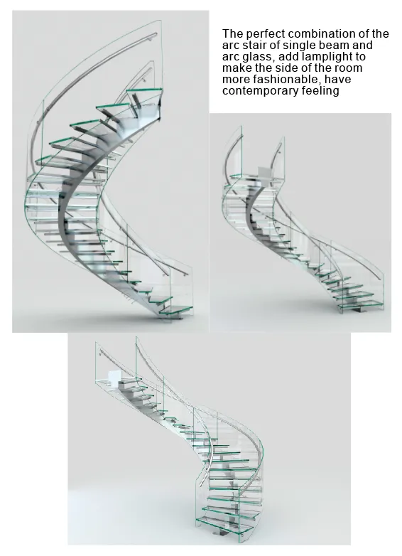 Single-Stringer Curved Glass Stair