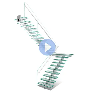 Modern Design Glass Stairs with LED Light