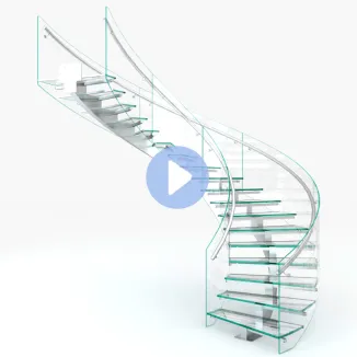 Curved LED Glass Staircase