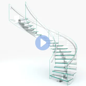 Curved LED Glass Staircase