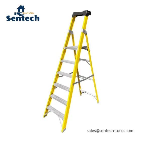 EN131 professional fiberglass platform stepladder