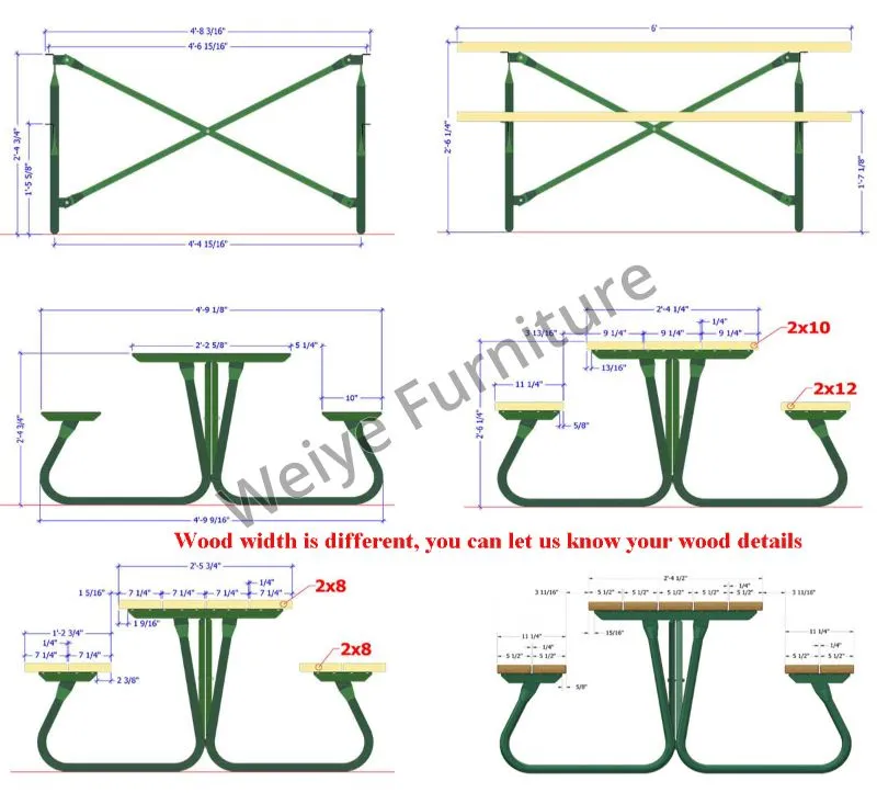 Custom Heavy Duty Picnic Table Frame Kit