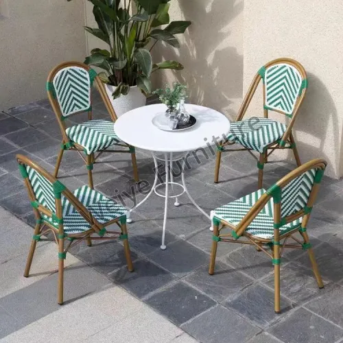Stackable Table Cafe Restaurant Garden Bistro Dining Stackable Table and Chairs
