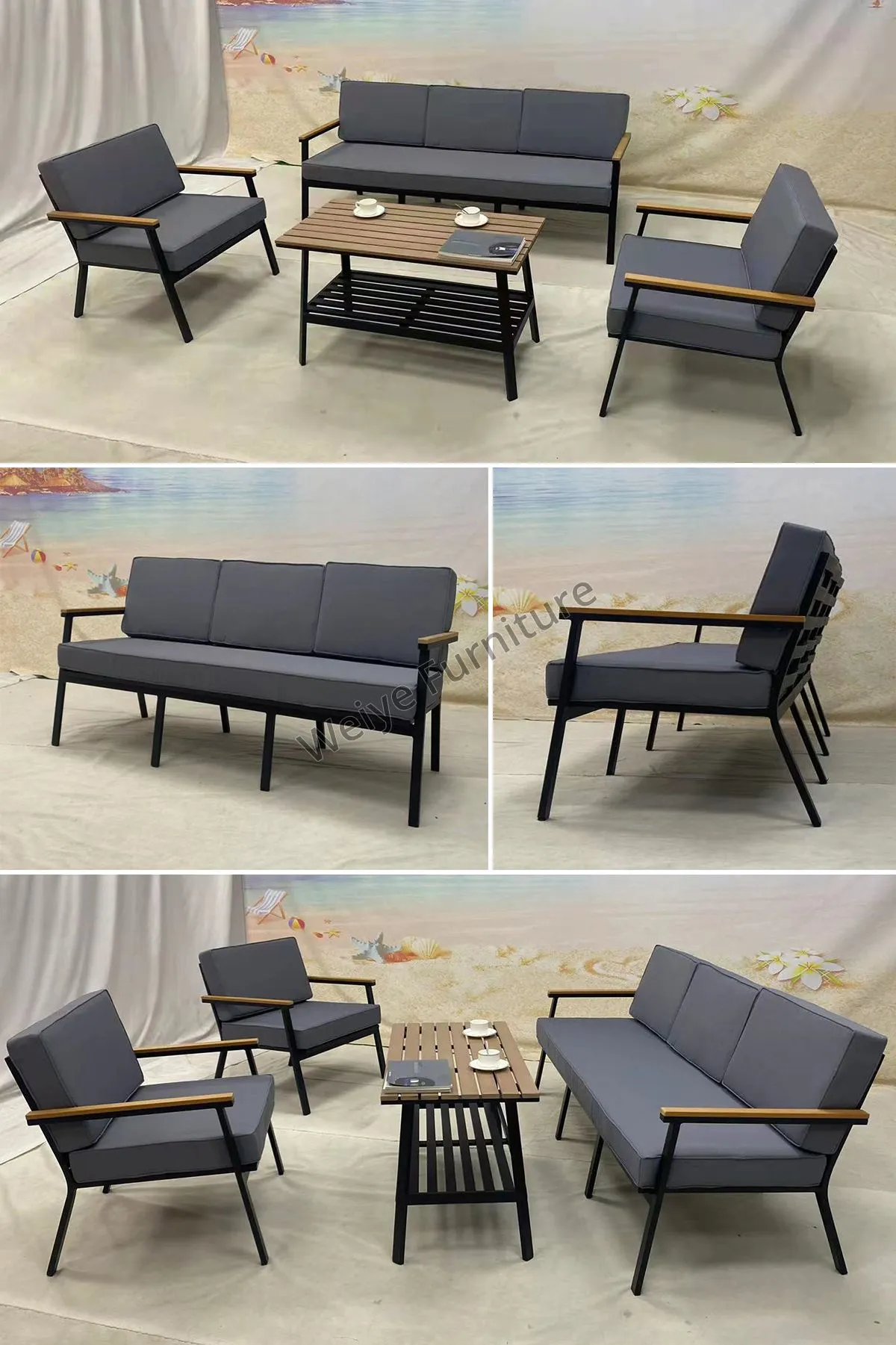 Outdoor Furniture Aluminium Frame Garden Patio Sofa Set