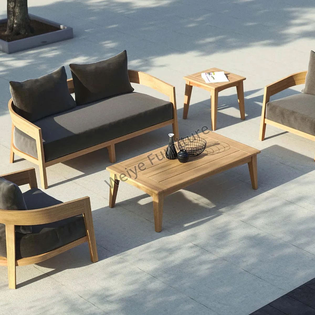 Outdoor Furniture Wooden Sofa Set Weather Teak Sofa