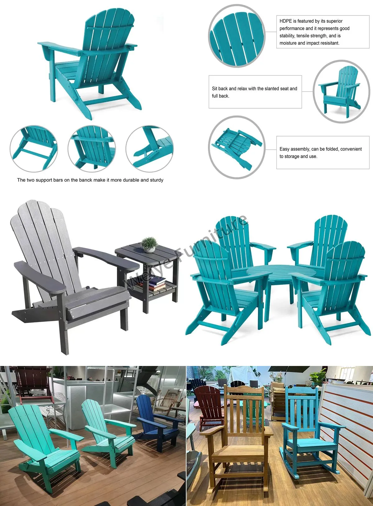 Outdoor Folding Frog Plastic Wood Deck Chair