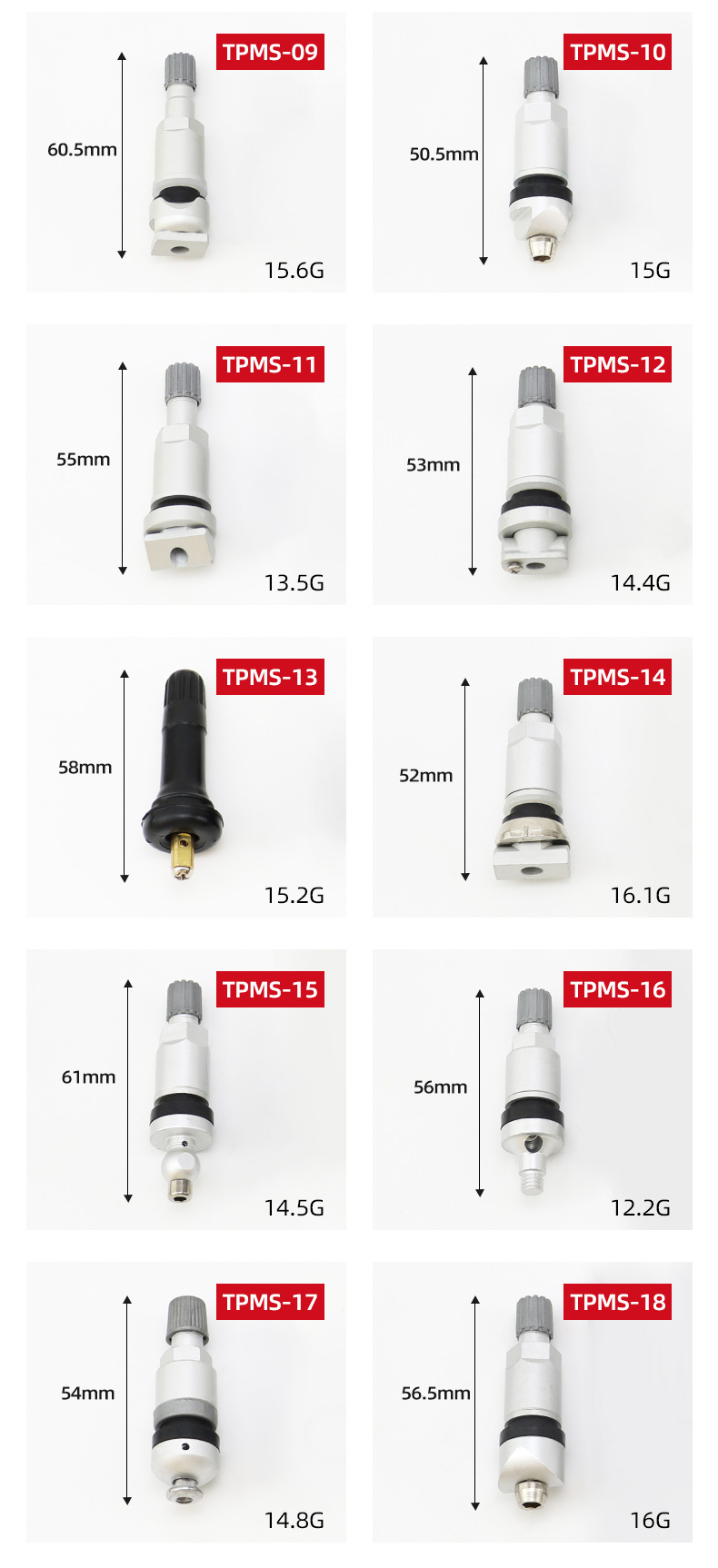 Tire Pressure Monitoring Aluminum Alloy TPMS Sensor Valve