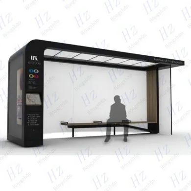 Solar Power Bus Stop Shelter with LED Display Advertising Billboard