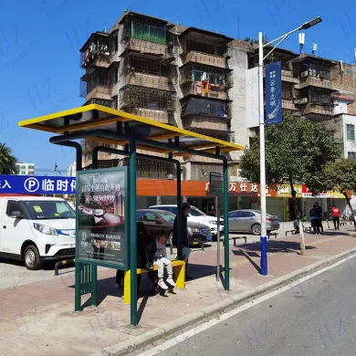 Metal Structure Modern Bus Shelter Popular Waterproof Outdoor Street Bus Stop Shelter with low cost