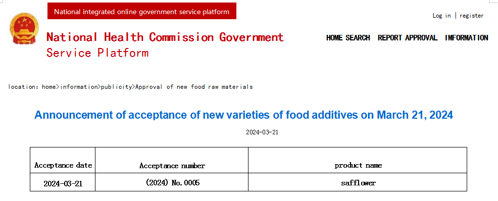 Regulations Dynamic | Safflower 5 Three New Raw Material Declaration Was Accepted