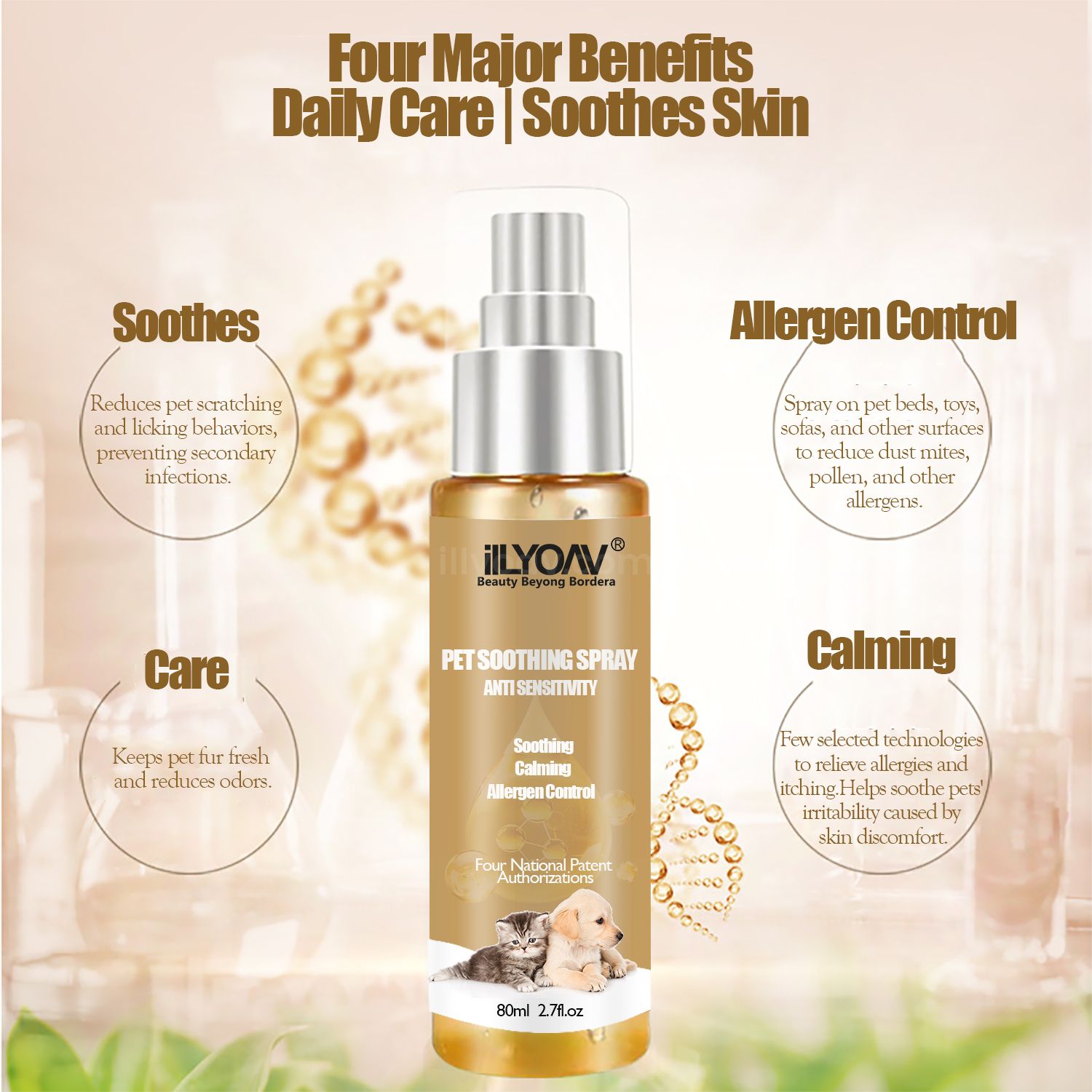 ilLYOAV Pet Soothing Spray Safe Ingredients Non-Irritating